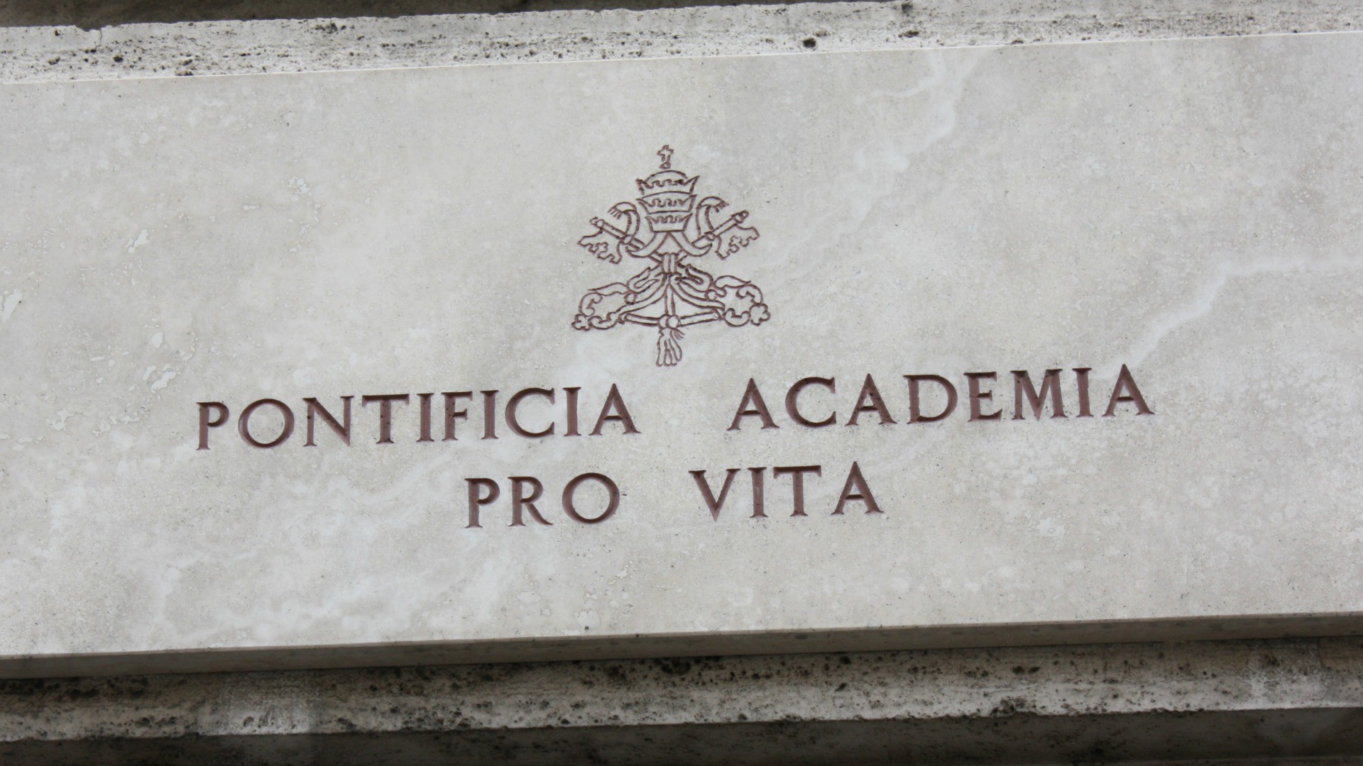 Enseigne de l'Académie pontificale pour la vie à Rome (Photo: Bernard Bovigny)