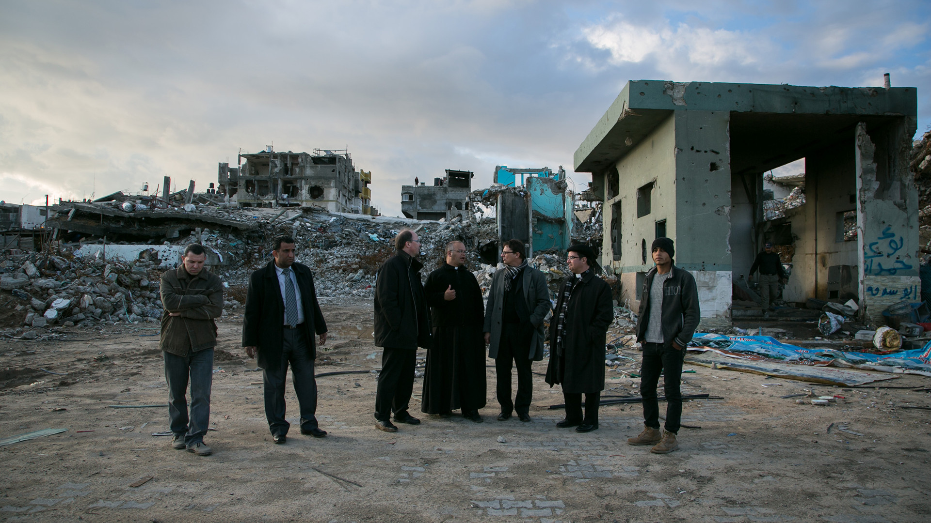 Mgr Felix Gmür avec la "Coordination pour la Terre Sainte" de 2015 à Gaza  (Photo: Andrea Krogmann) 