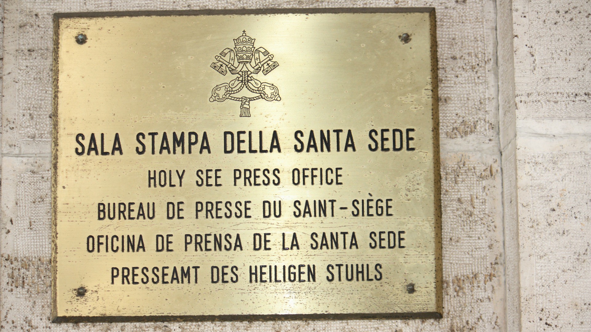 Enseigne de la Salle de presse du Saint-Siège (Photo: Bernard Bovigny)