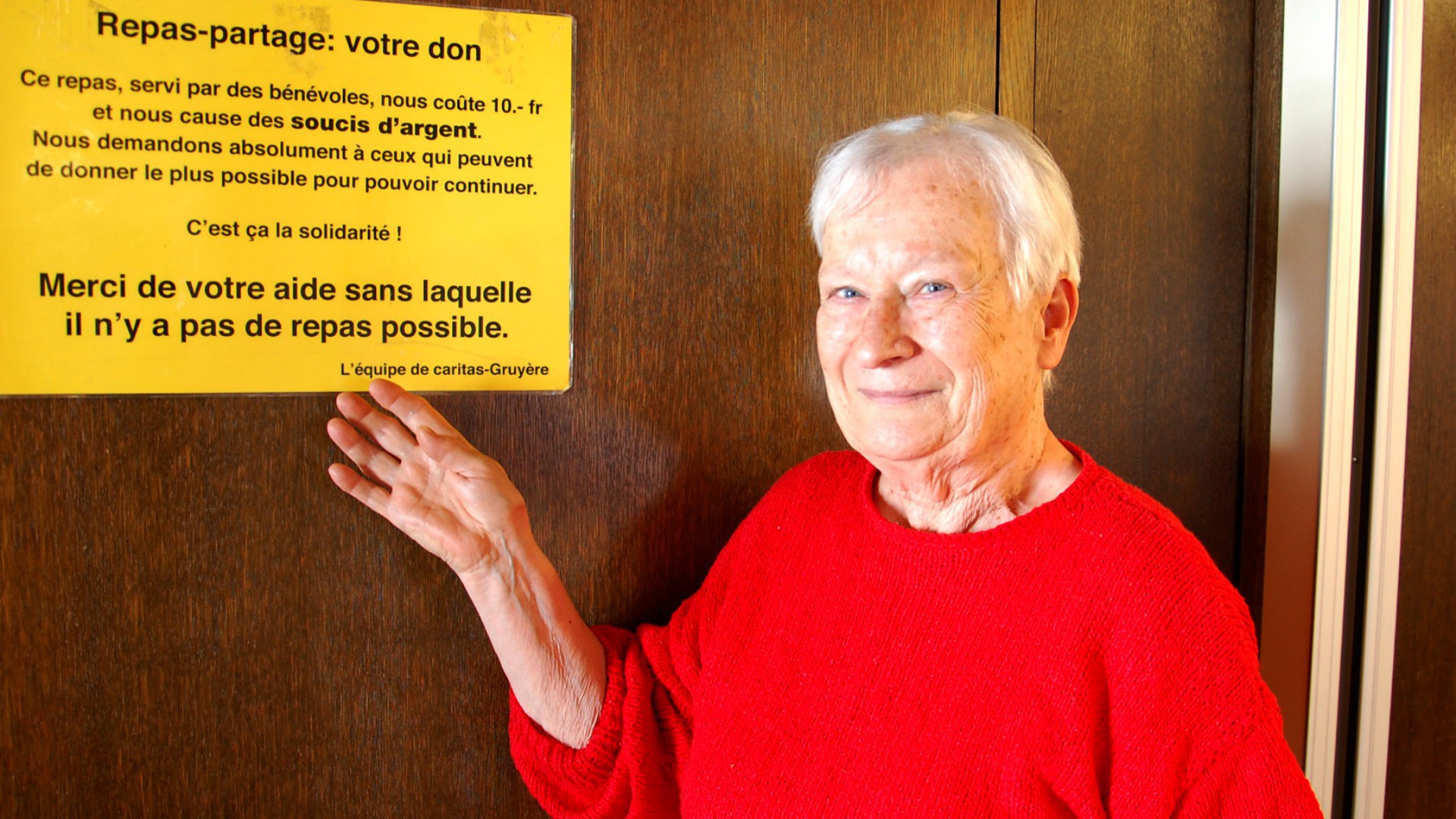 Caritas-Gruyère Repas-partage à Bulle, avec Josiane Jaeger (Photo: Jacques Berset)