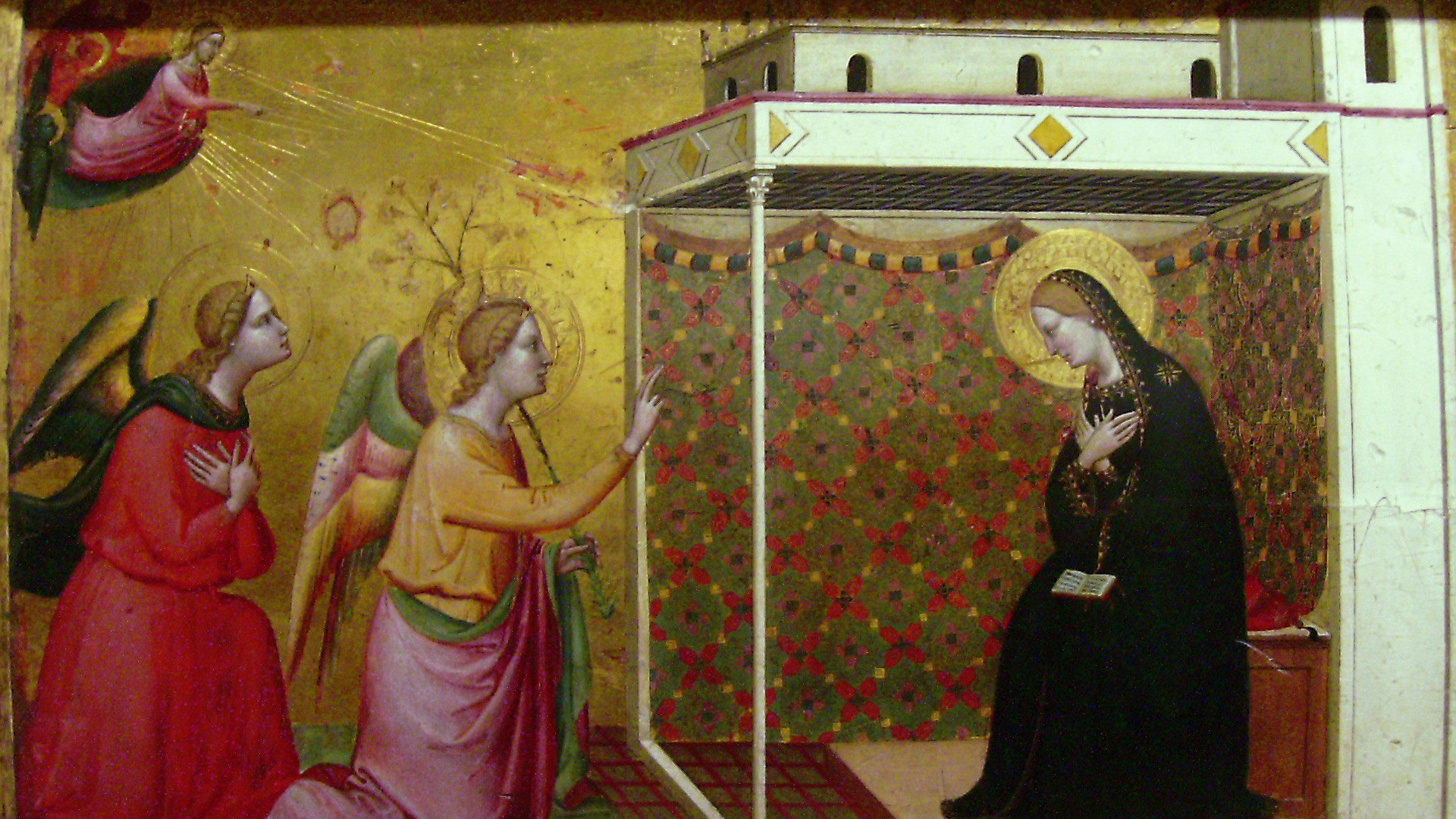 La Solennité de l'Annonciation commémore l'annonce faite à Marie de sa maternité divine (Bernardo Daddi, c1335)