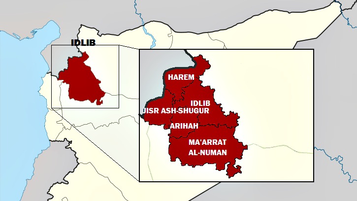 Localisation du gouvernorat d'Idleb, en Syrie (Graphique:Wikimedia Commons)