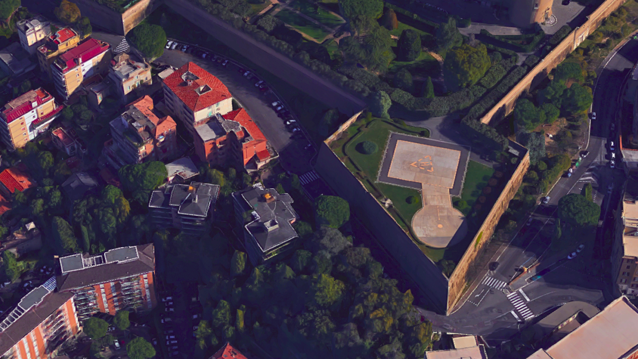 L'héliport de la Cité du Vatican accueillera les hélicoptères de l'hôpital Bambino Gesû (Photo: Google map)