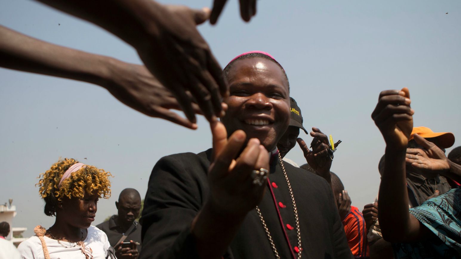 Mgr Dieudonné Nzapalainga, archevêque de Bangui, est l'un des lauréats du Prix Mello 2015 (Photo:Keystone)