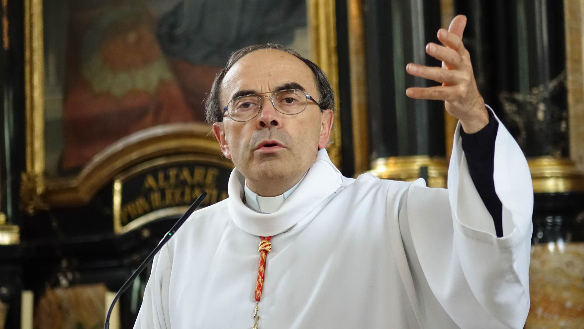 Le cardinal Philippe Barbarin, archevêque de Lyon, reçu par le pape avec les prêtres lyonnais (Photo: Maurice Page) 