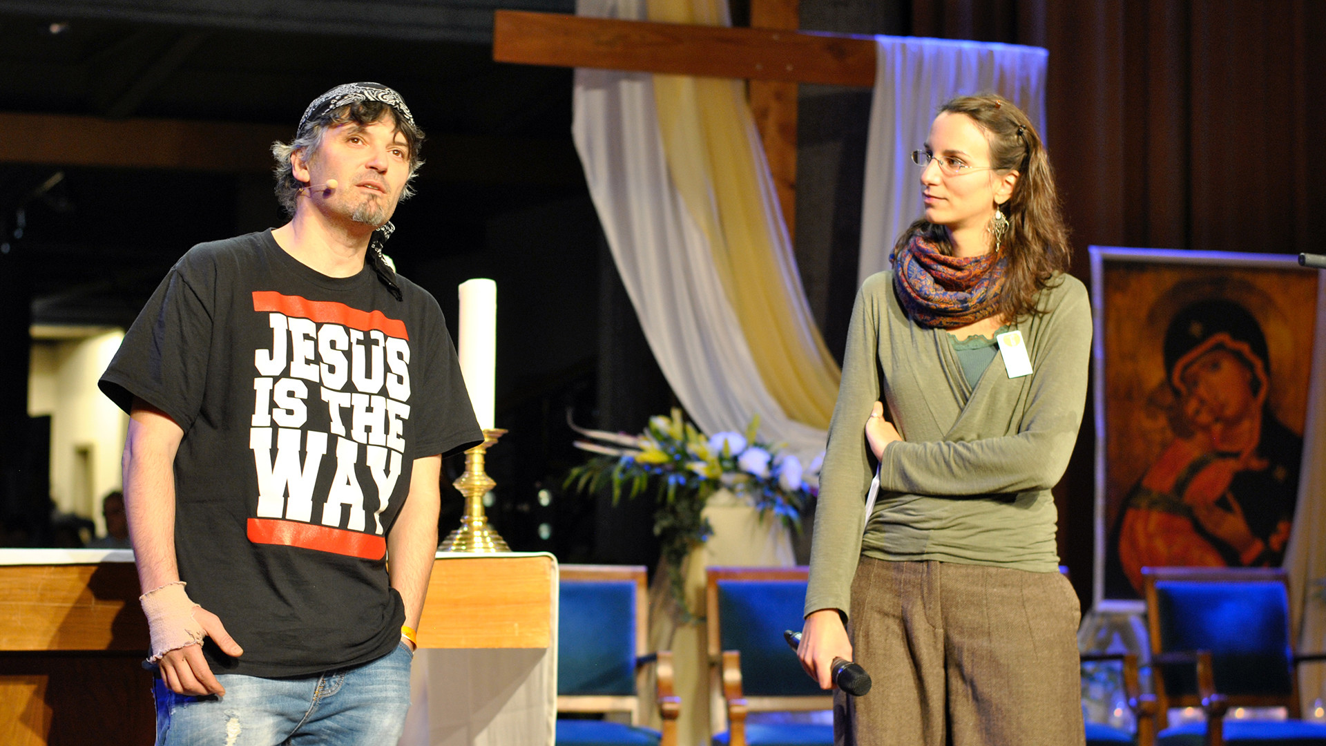 Alain Auderset et Christine Mo Costabella, Prier Témoigner 2014 (Photo: Pierre Pistoletti)