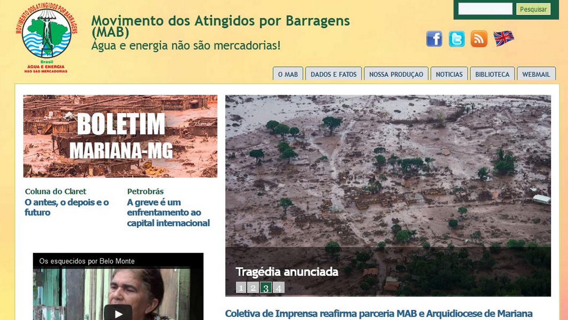 La catastrophe de Mariana au Brésil sur le site du Mouvement des victimes des barrages  