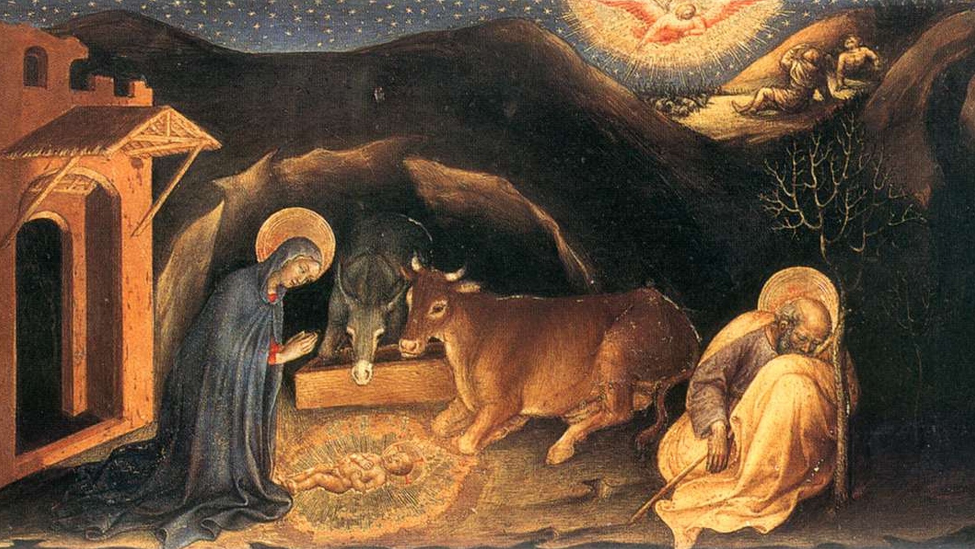 La lumière émane de l'enfant Jésus, nativité de Gentile da Fabriano, 1423, Florence, Galerie des  Offices