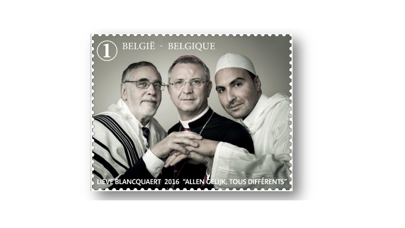 Pour illustrer le thème de la tolérance,  la poste belge a choisi les portraits   du grand rabbin de Bruxelles, Albert Guigui, de Mgr Johan Bonny Bonny, évêque d’Anvers  et de l’imam Khalid Benhaddou 
