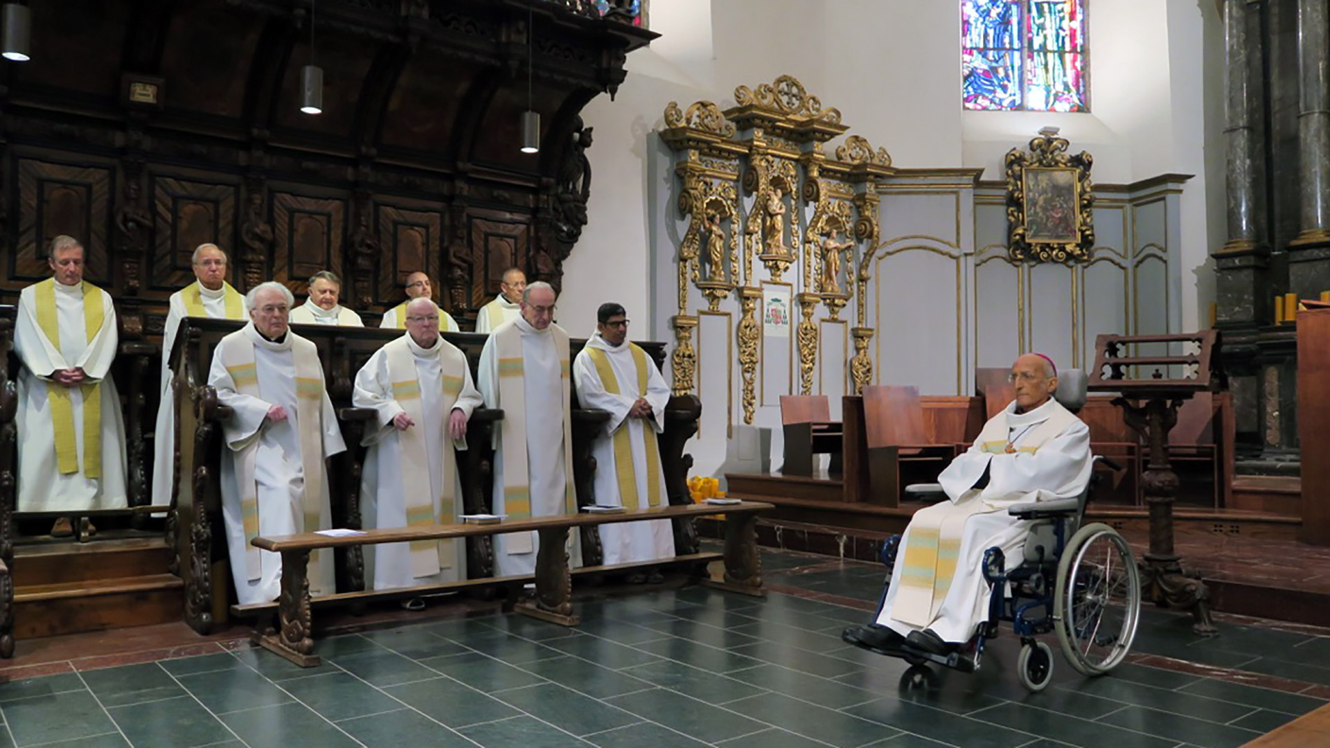 Mgr Joseph Roduit, lors de l'Immaculée Conception 2015, la dernière messe célébrée à l'Abbaye pour le Père-Abbé émérite. (Photo: Olivier Roduit)