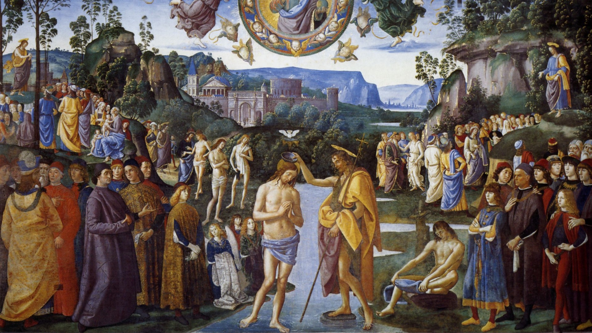 Le baptême du Christ, fresque du Pérugin au choeur de la chapelle Sixtine | Domaine public