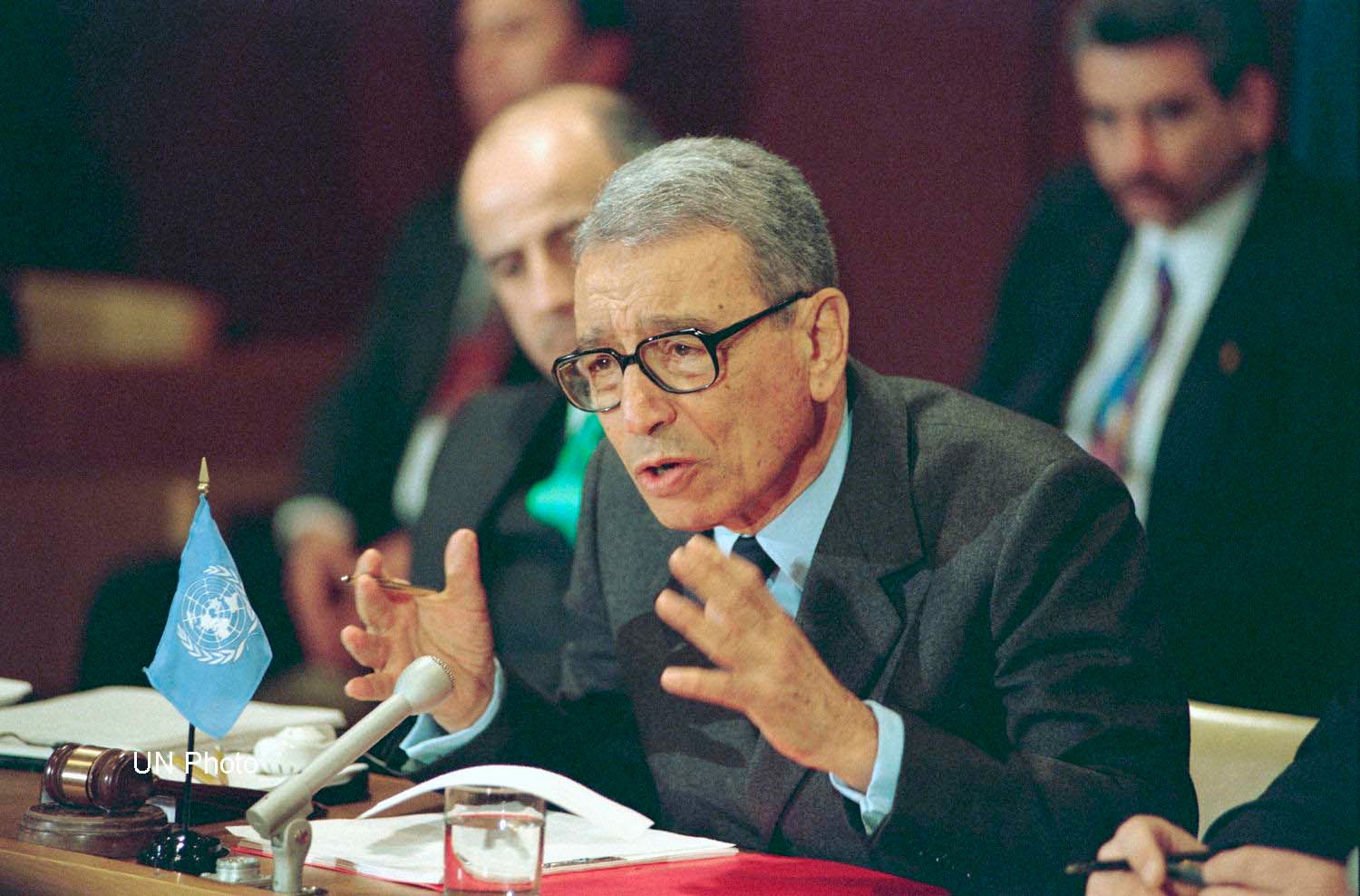 Boutros Boutros-Ghali, ici en 1994, fut secrétaire général de l'ONU de 1992 à 1996. Il est décédé à l'âge de 93 ans. (Photo: Flickr/United Nations/CC BY-NC-ND 2.0)