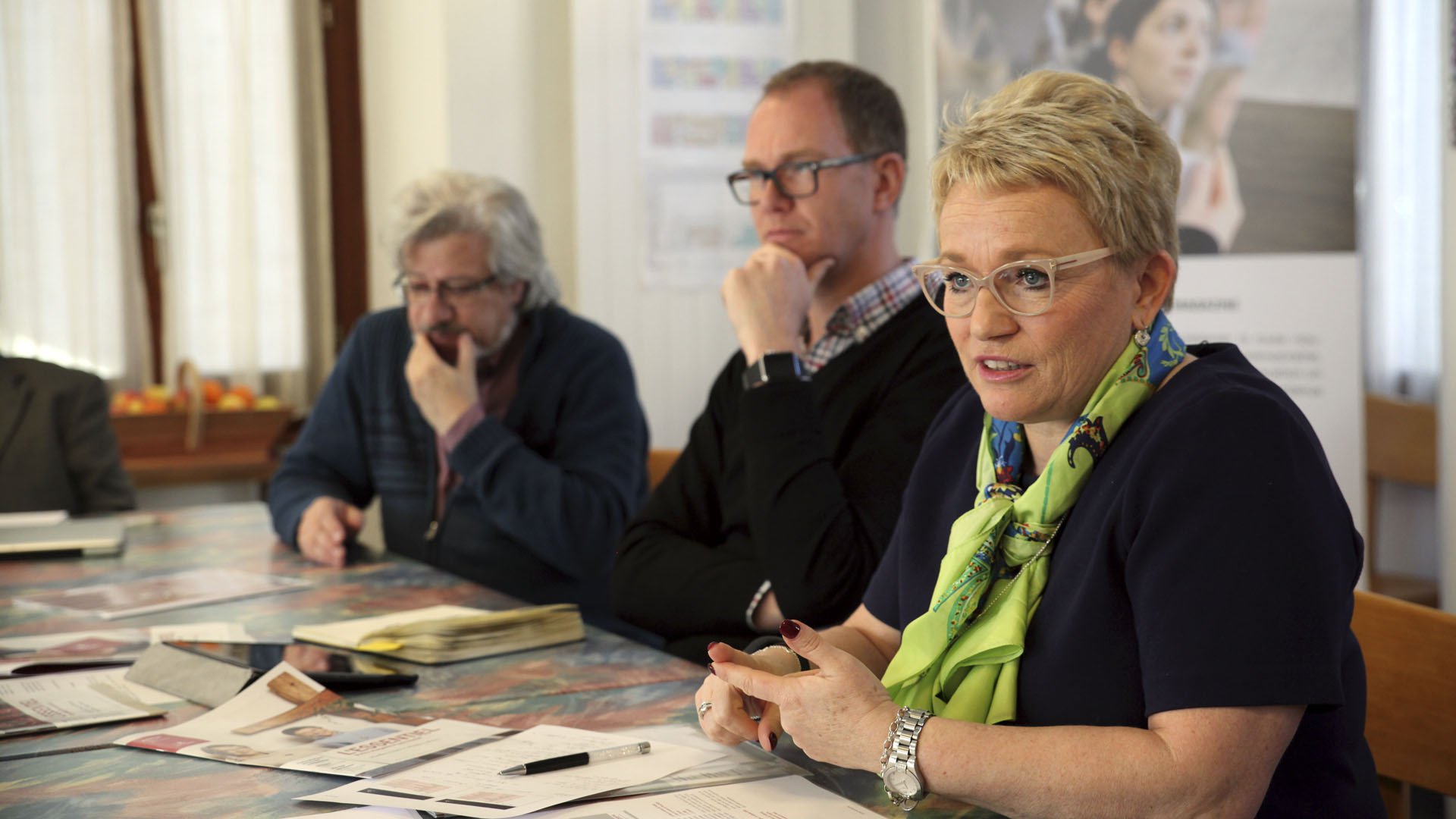 Saint-Maurice le 4 février 2016. Présentation de la nouvelle formule du magazine paroissial "L'Essentiel", anciennement "Paroisses Vivantes". A dr. D.-A. Puenzieux, directrice générale de Saint-Augustin SA. (Photo: B. Hallet/Cath.ch)