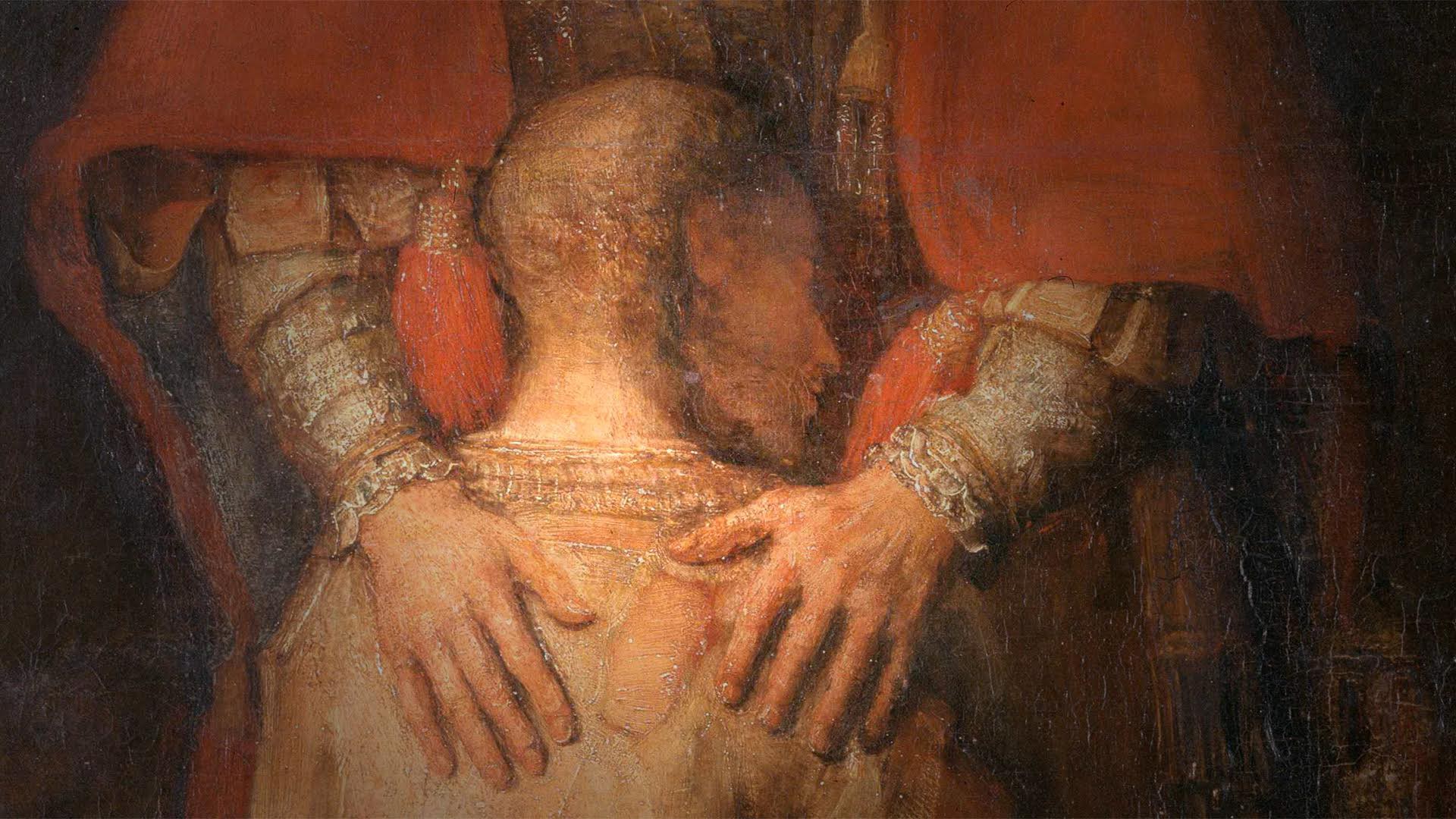 Rembrandt, Le retour du fils prodigue, 1668, (détail). 