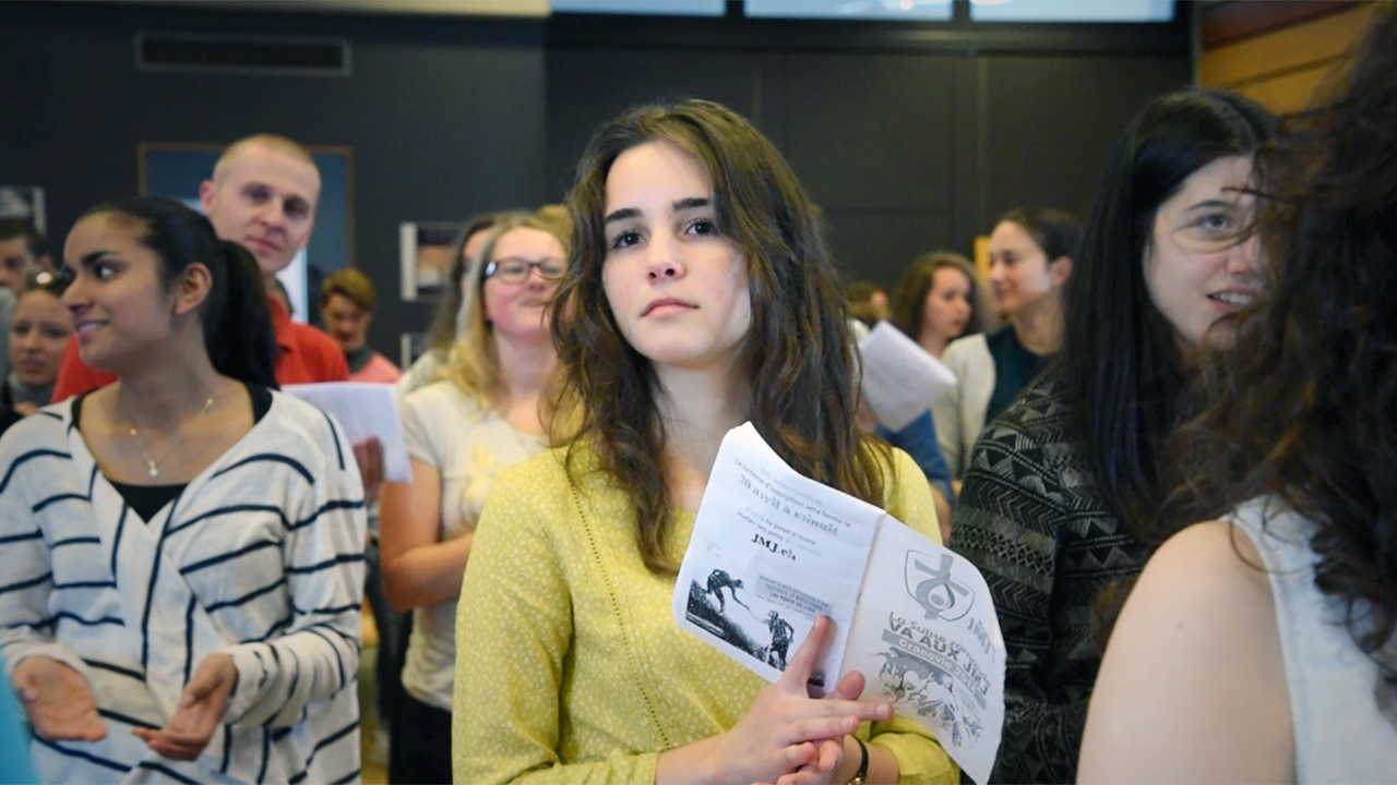 180 jeunes étaient présents samedi à Vevey pour la préparation de la JMJ de Cracovie (Photo: Pierre Pistoletti)