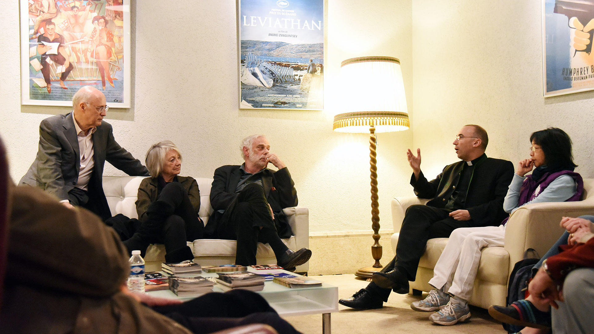 L'acteur Jean-Luc Bideau et le directeur du séminaire de LGF, Nicolas Glasson, 30.04.16 (Photo: Pierre Pistoletti)
