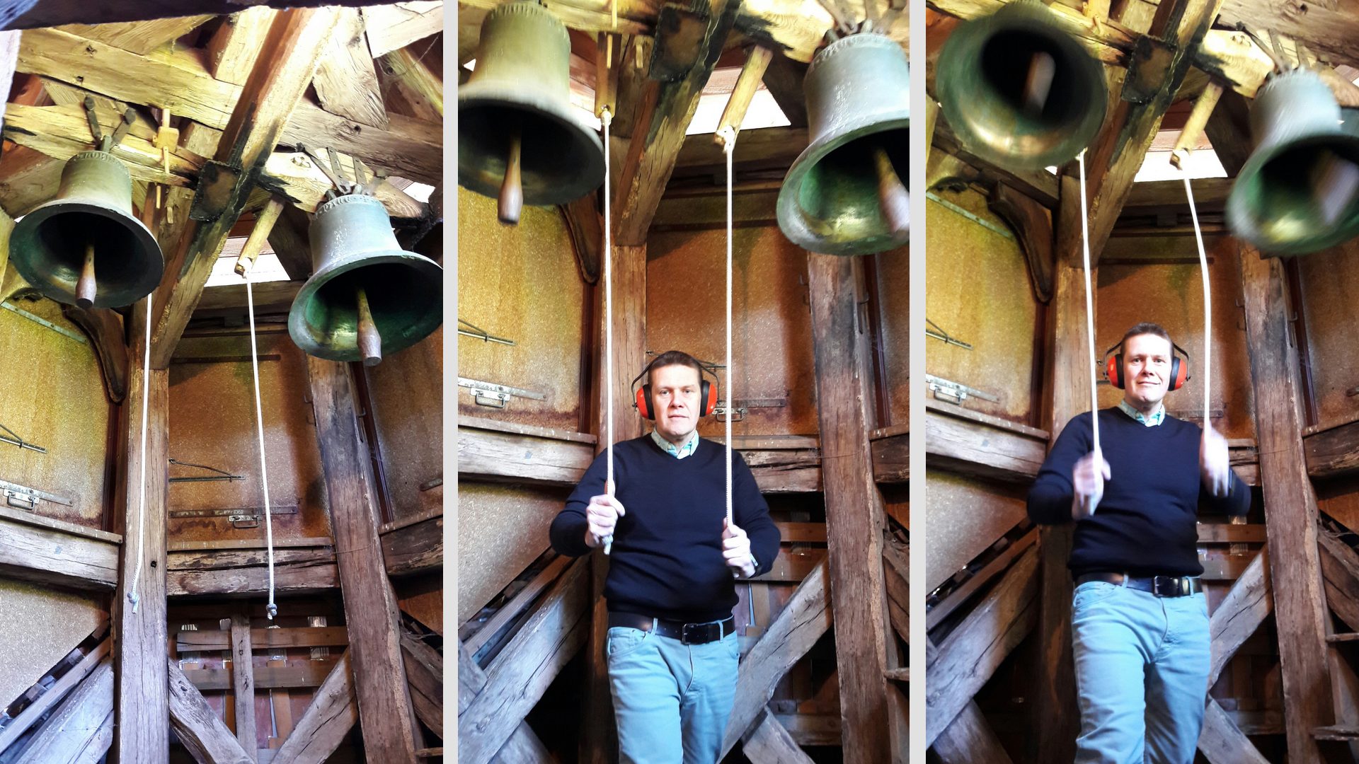 Pour Olivier Jordi, "actionner les deux cloches en bronze du temple de Vauffelin relève d’une expérience émotionnelle forte" (photo Eugenio d'Alessio) 