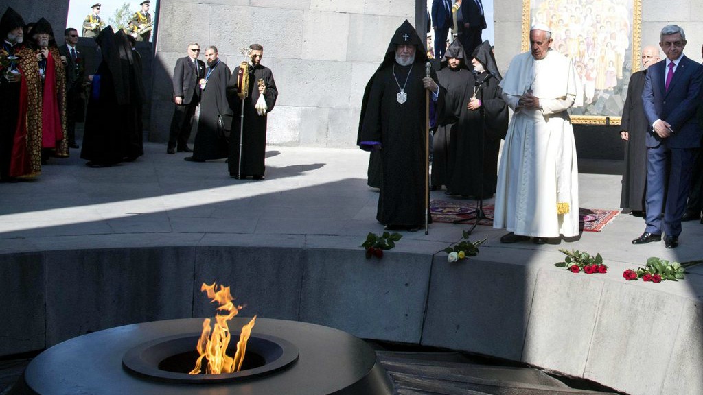 Le pape François au mémorial du génocide des Arméniens, à Erevan (Photo:EPA ANSA/Maurizio Brambatti/Keystone)