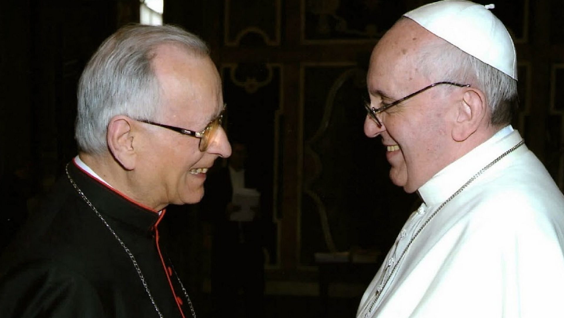 Le cardinal Silvano Giovanelli, ancien archevêque de Florence et le pape François (photo Google+)