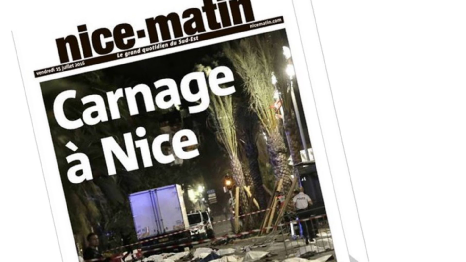 La une de 'Nice Matin' après l'attentat du 14 juillet 2016  (capture d'écran)