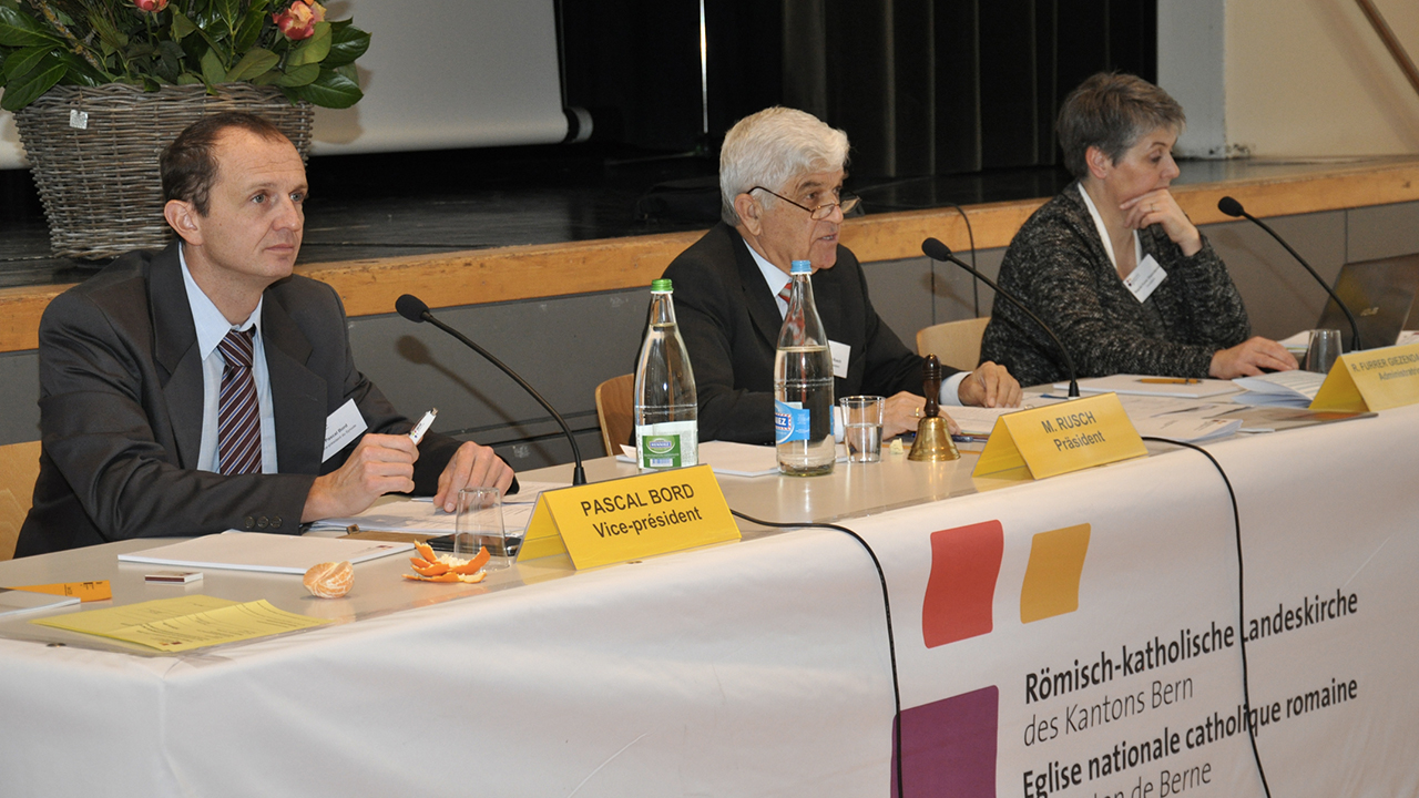 Pascal Bord, Vice-président du Synode, Markus Rusch, Président du Synode et Regula Furrer, Administratrice (Photo: DR)