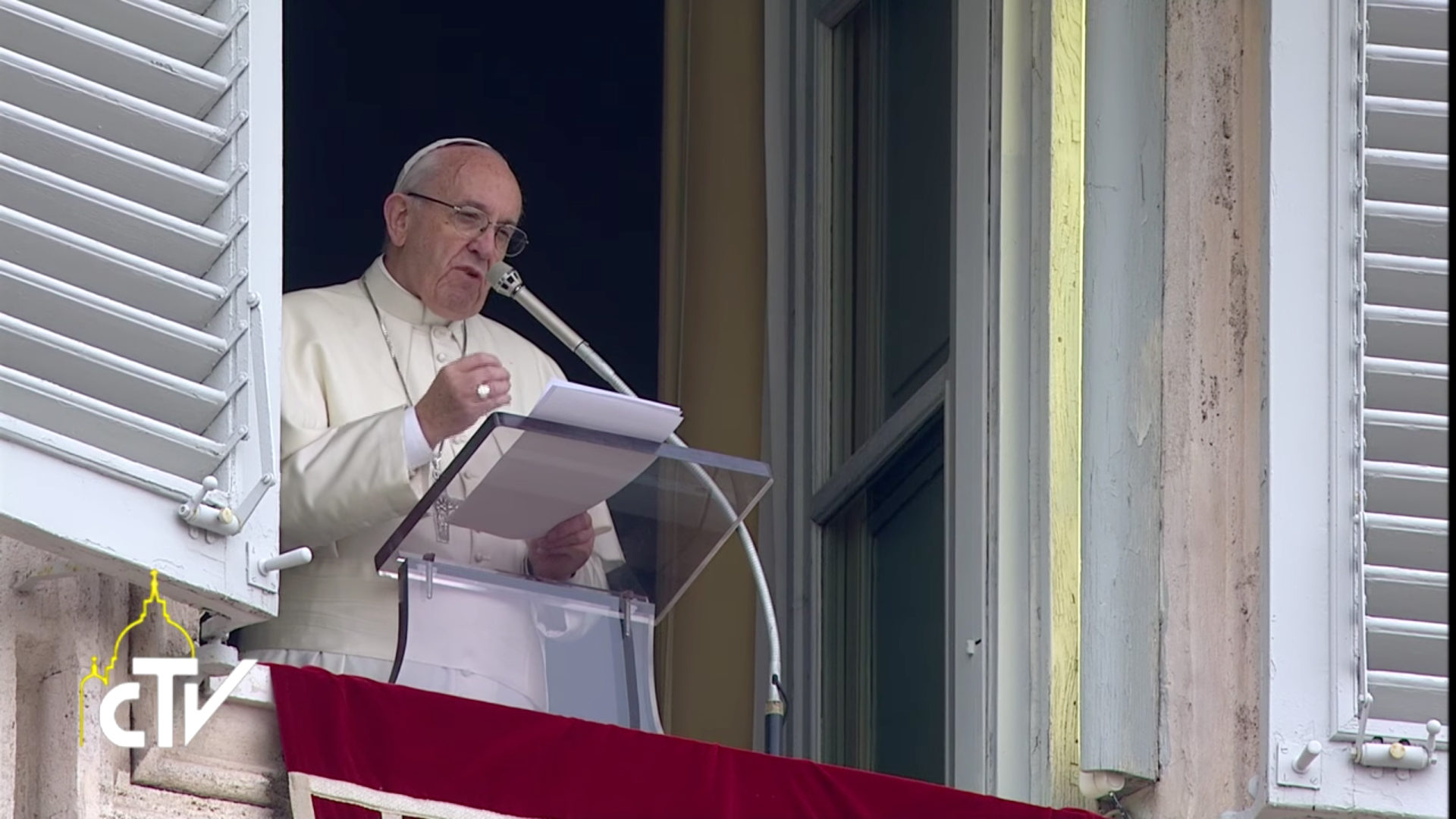 Le pape, lors de la prière de l'Angélus | ©Youtube/CTV