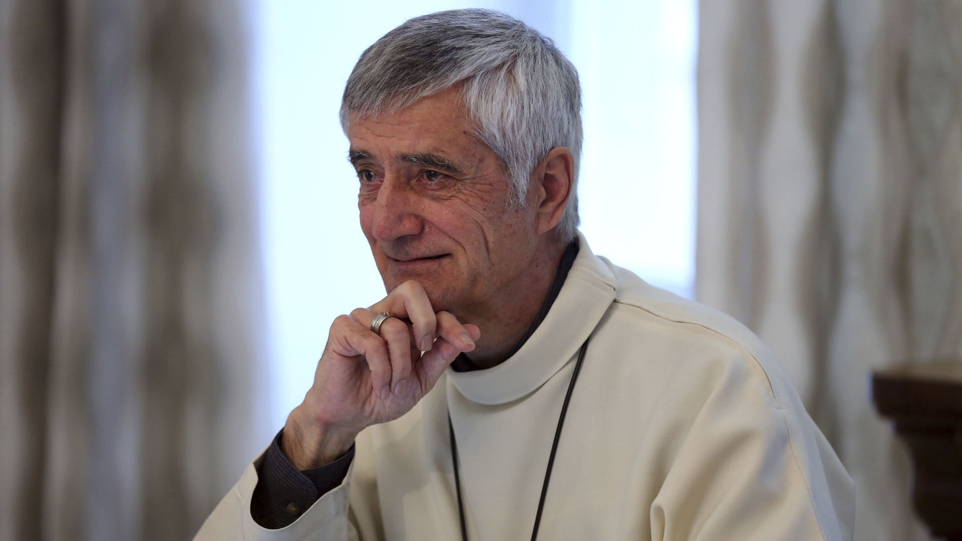 Sion le 12 janvier 2017. Mgr Jean-Marie lovey, Conférence de Presse du nouvel an à l'évêché. (Photo: B. Hallet)