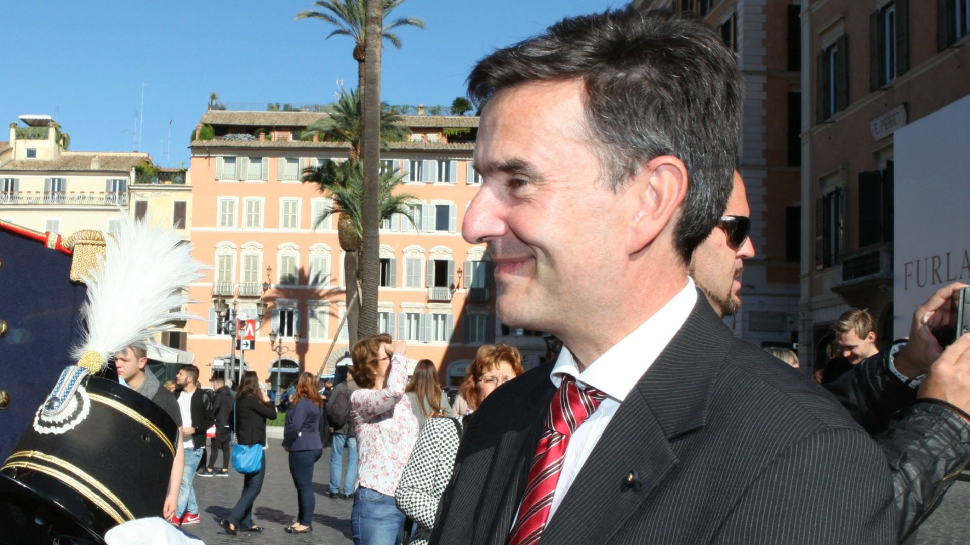 Pierre-Yves Fux, ici en 2015 à Rome, l'ambassadeur suisse près le Saint-Siège, ne manque jamais la cérémonie des voeux du pape. (Photo: B. hallet)