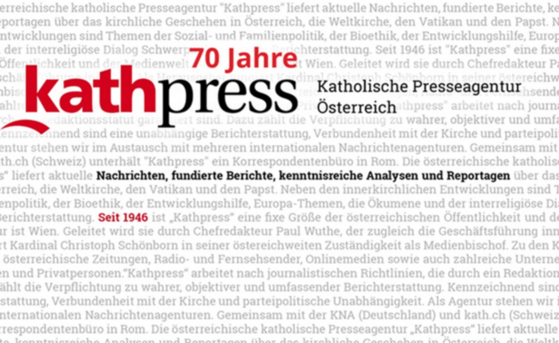 L'agence de presse catholique autrichienne Kathpress fête ses 70 ans