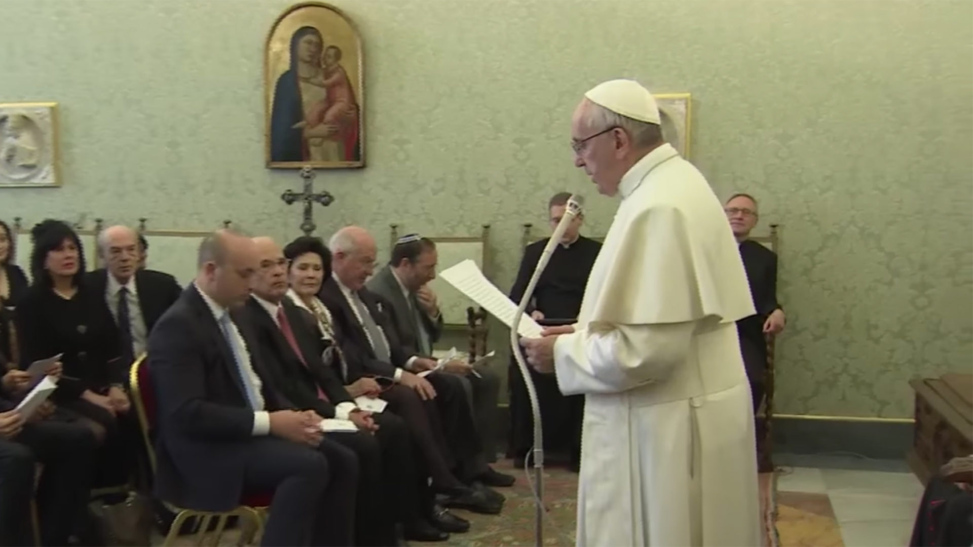 Le pape, lors de l'audience avec des représentants de l’Anti-Defamation League (Photo: youtube/CTV)