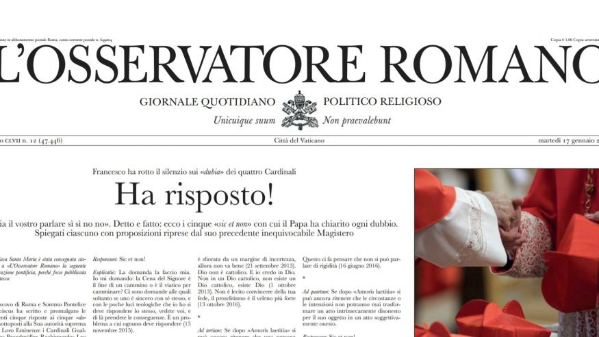 Le faux Osservatore Romano titre "Il a répondu!" (capture d'écran)