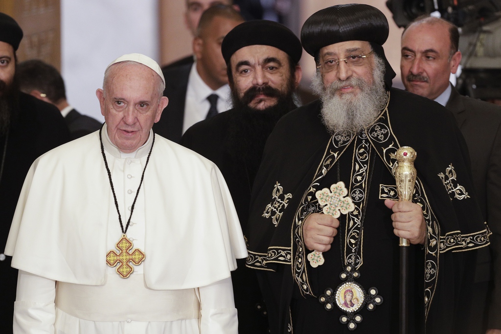 Le pape François avec le Pape Tawadros II, chef de l'Eglise copte orthodoxe d'Egypte | © Keystone