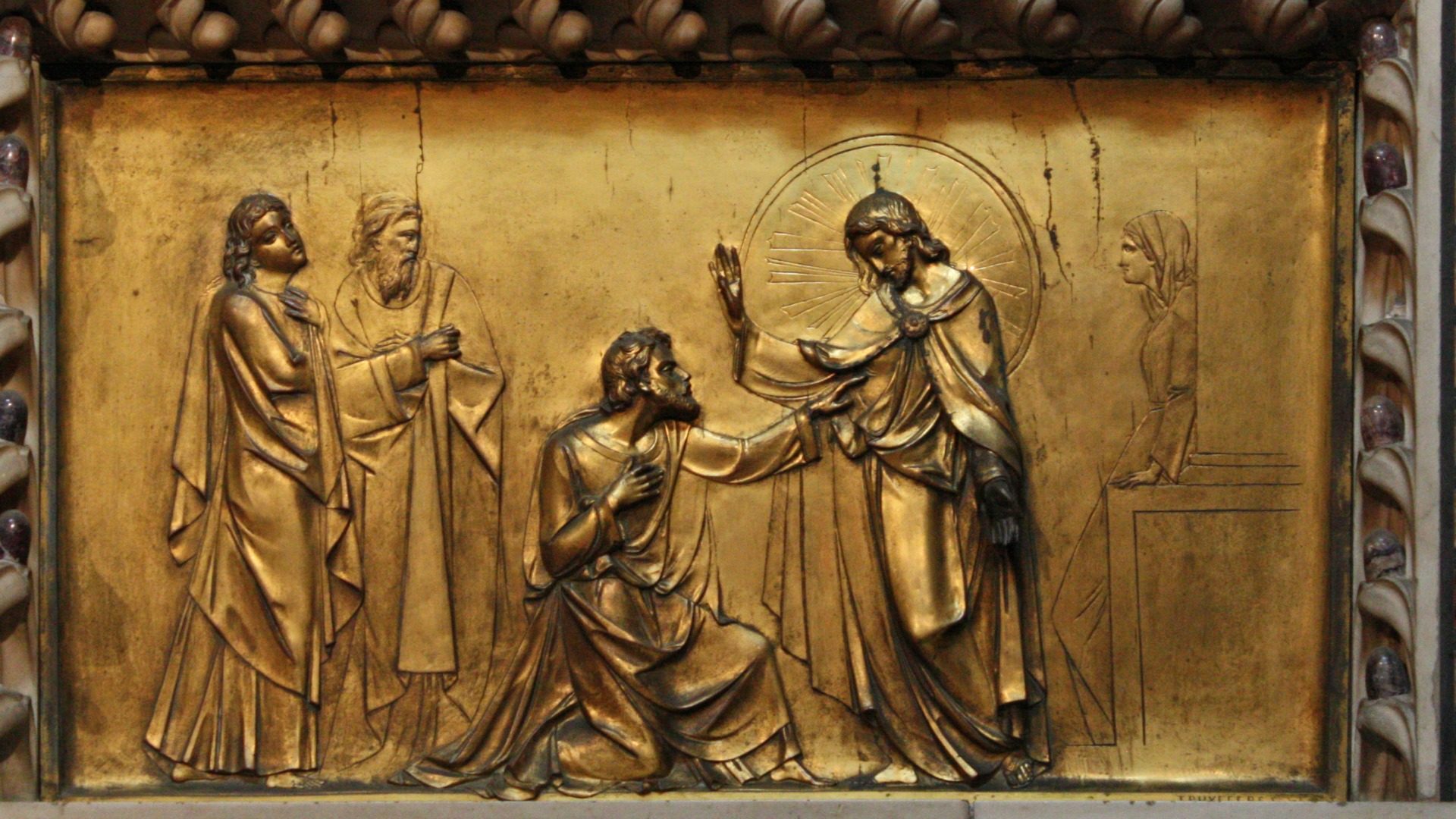 Saint Thomas touchant le côté de Jésus. Détail de l'autel de la chapelle du Sacré-Coeur de l'église jésuite de Londres. (Photo: Flickr/Lawrence OP/CC BY-NC-ND 2.0)