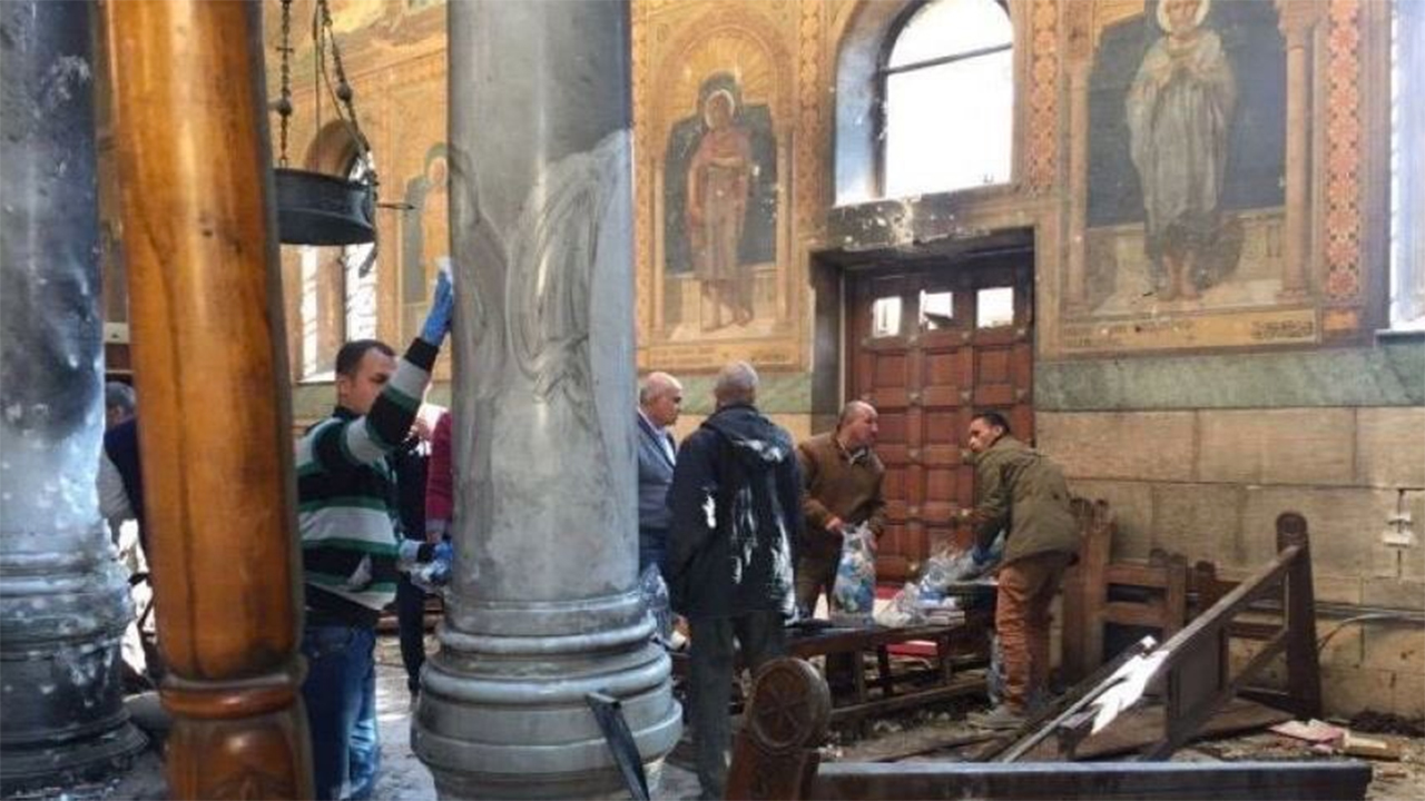 L'église copte de Tanta a été ravagée par un attentat le dimanche des Rameaux 9 avril 2017 (Photo: Twitter)