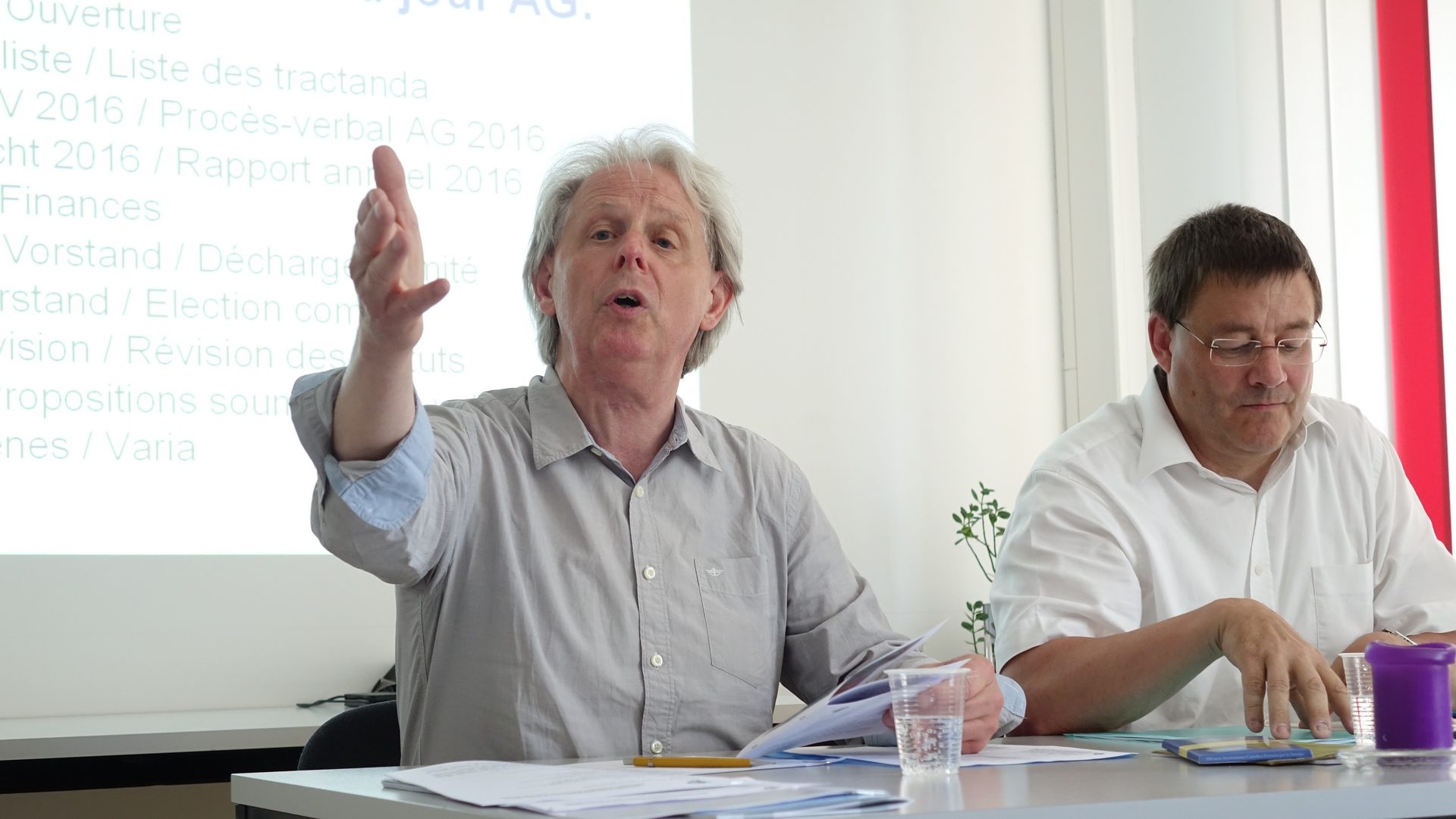 Markus Vögtlin, président de l'Association catholique suisse pour la presse (ACSP) et l'administrateur Melchior Etlin (photo Maurice Page)