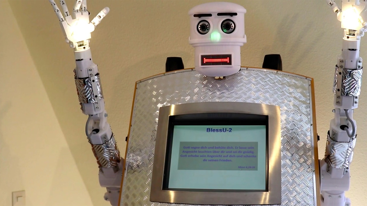 "BlessU-2" est un robot capable de bénir en cinq langues (capture d'écran Youtube)