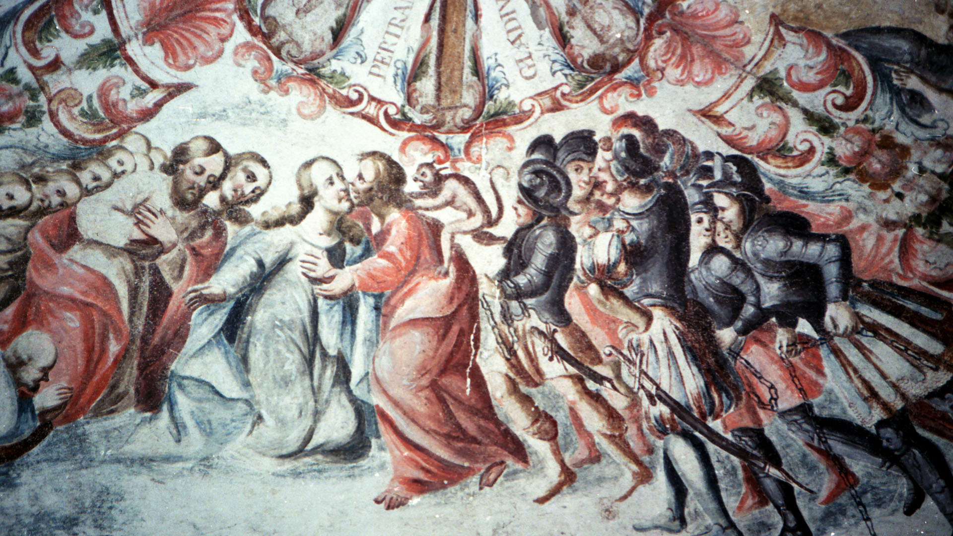 Jésus trahi et livré par Judas. Sanctuaire d'Atotonilco, Mexique (Photo: Flickr/vaticanus/CC BY 2.0)