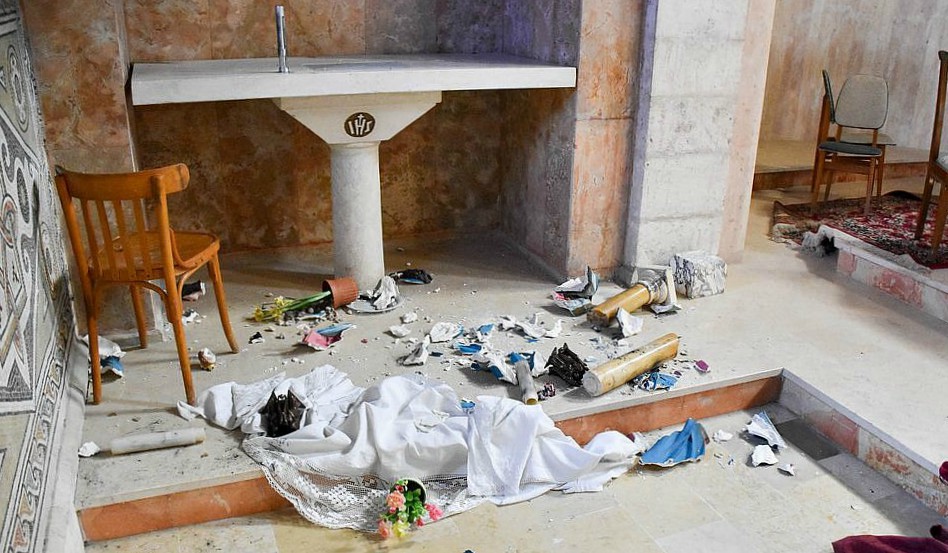 Les vandales ont provoqué de gros dégâts dans l'Eglise de Beit Jamal (Photo:Patriarcat latin de Jérusalem)