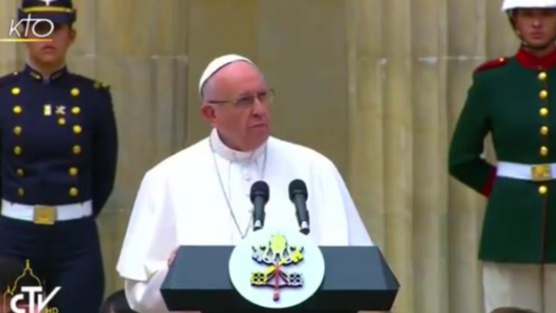 Le pape François en Colombie (capture d'écran CTV)