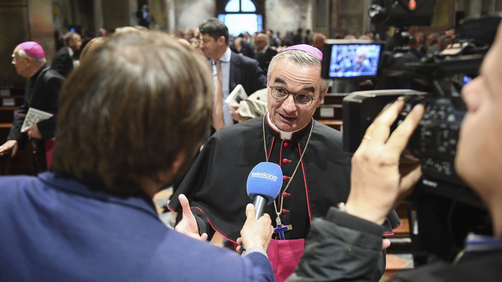 Lugano le 13 octobre 2017. Mgr Lazzeri, évêque de Lugano, a répondu aux questions des journalistes. | © Diocèse de Lugano