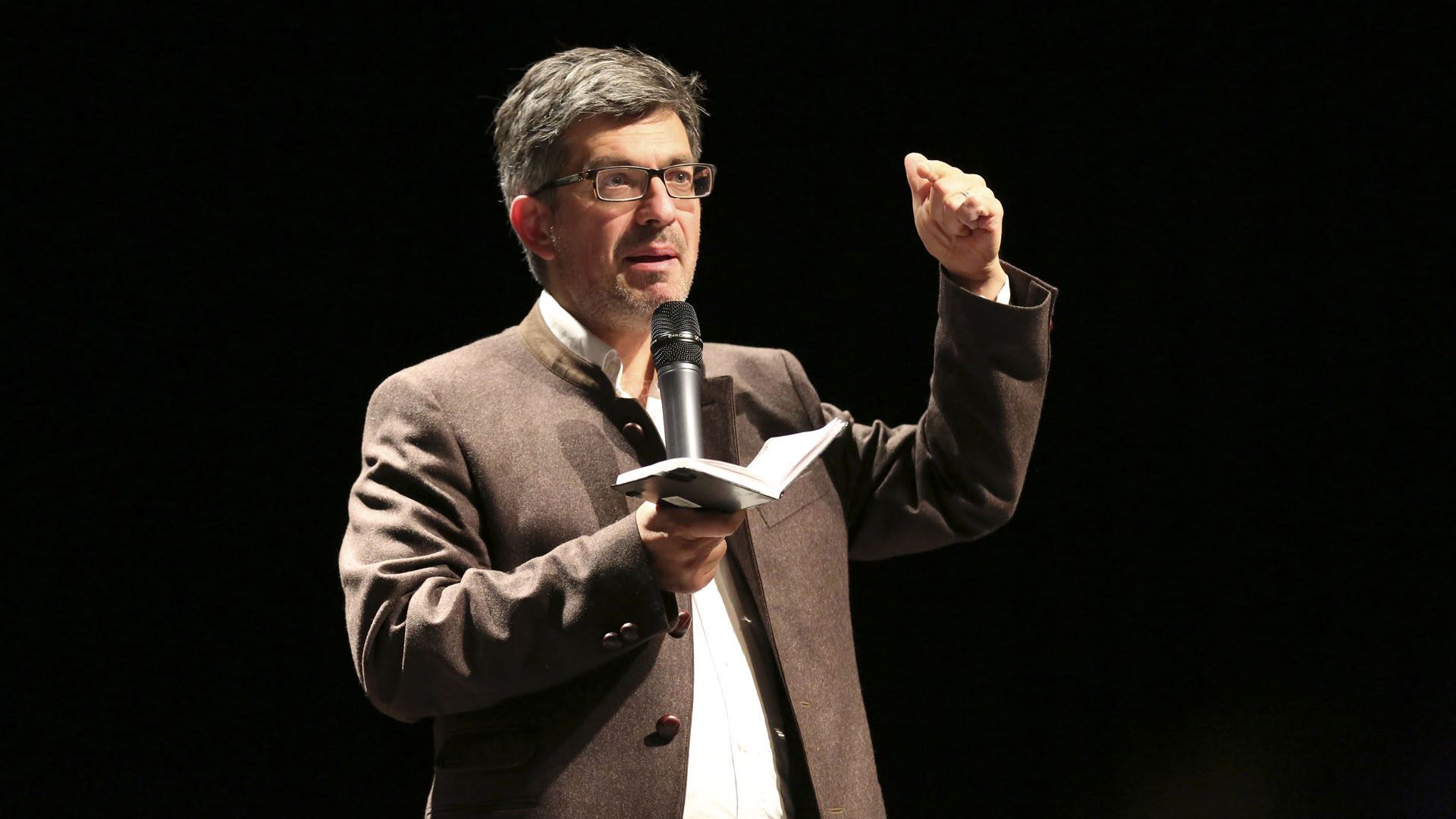 Sion le 13 octobre 2017. Le philosophe Fabrice Hadjadj lors d'une conférence au collège des Creusets. | © B. Hallet