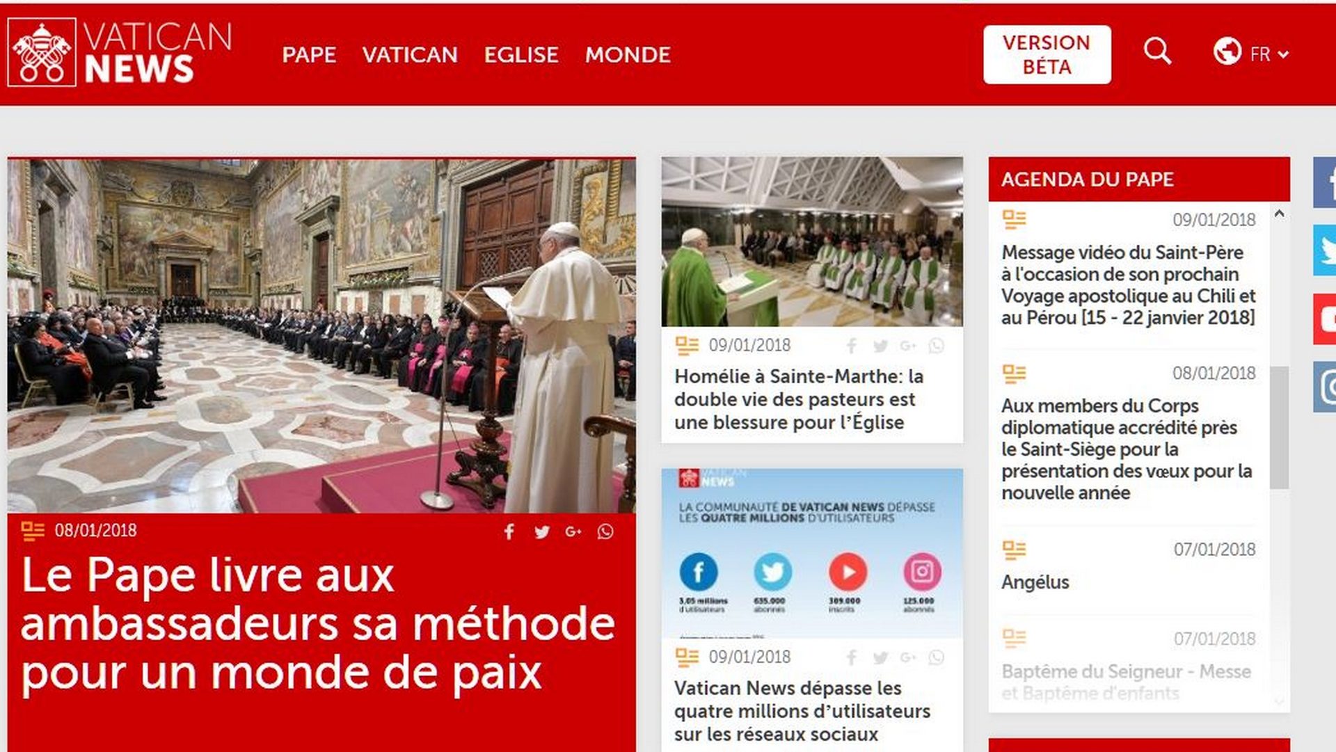 Le nouveau portail Vatican News est ouvert depuis le 17 décembre 2017 | capture d'écran