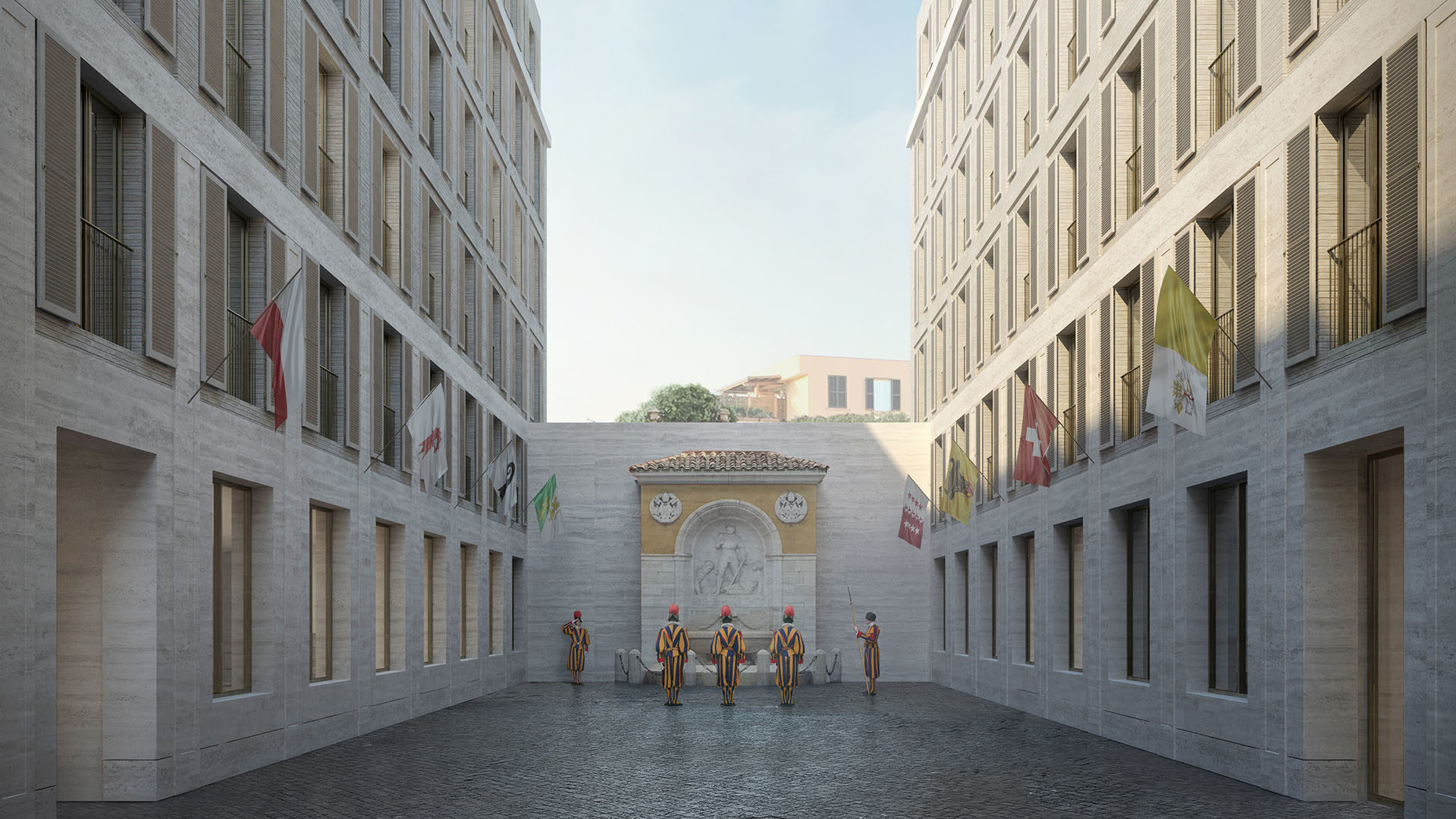 Projet de la cour d'honneur de la caserne de la garde suisse. | Durisch & Nolli, Lugano