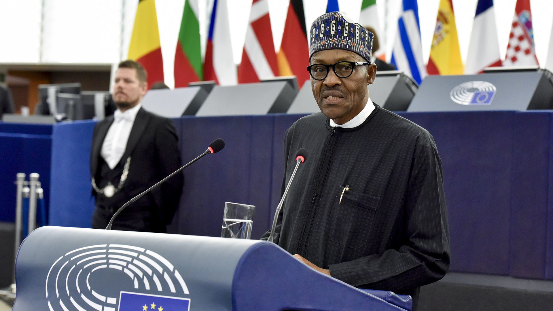 Le président du Nigeria Muhammadu Buhari, ici en 2016 au Parlement européen. | © Flickr/European Union 2015/CC BY-NC-ND 2.0.