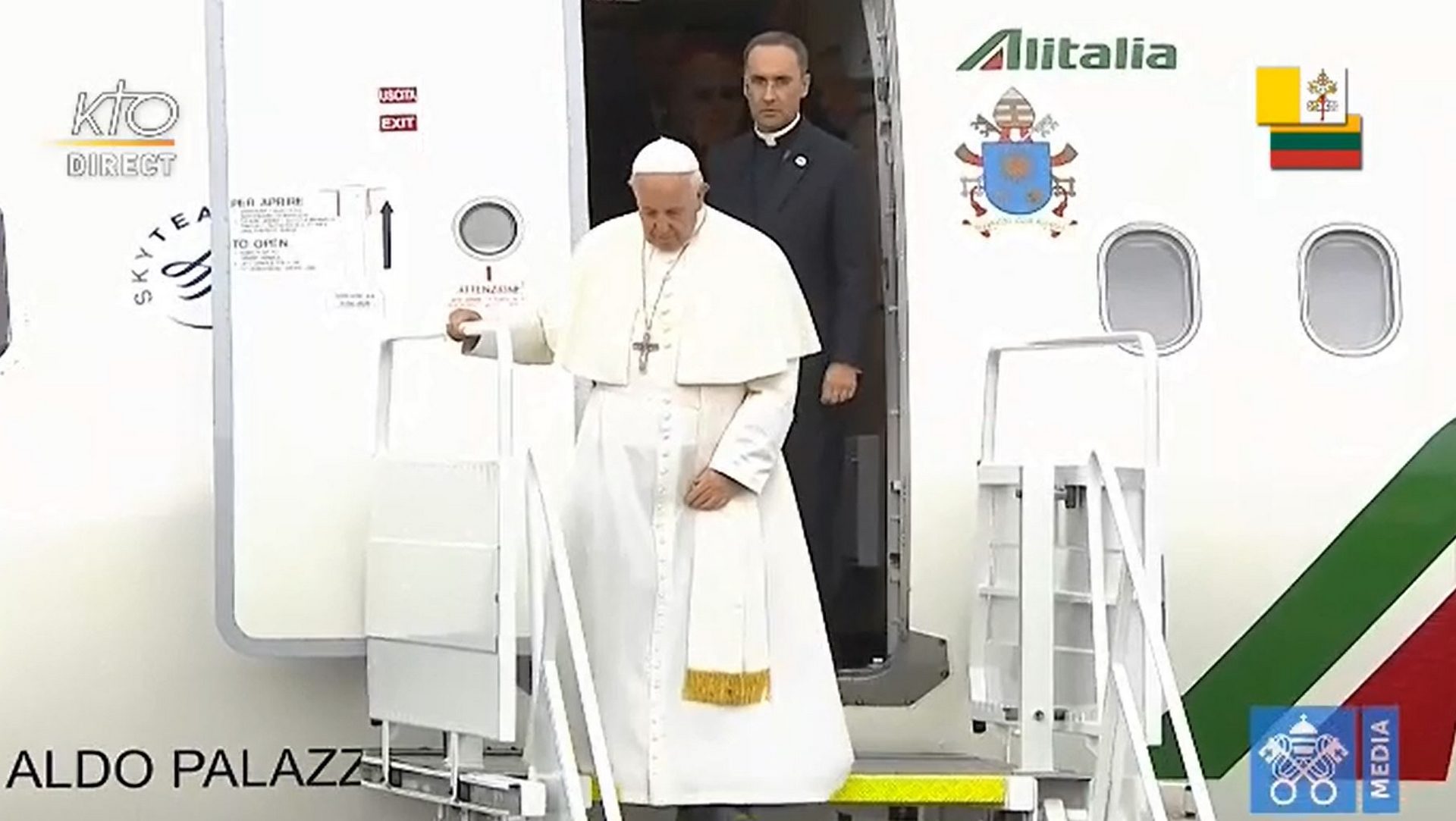 Le pape François débarque à Vilnius, en Lituanie | capture d'écran Vatican media 