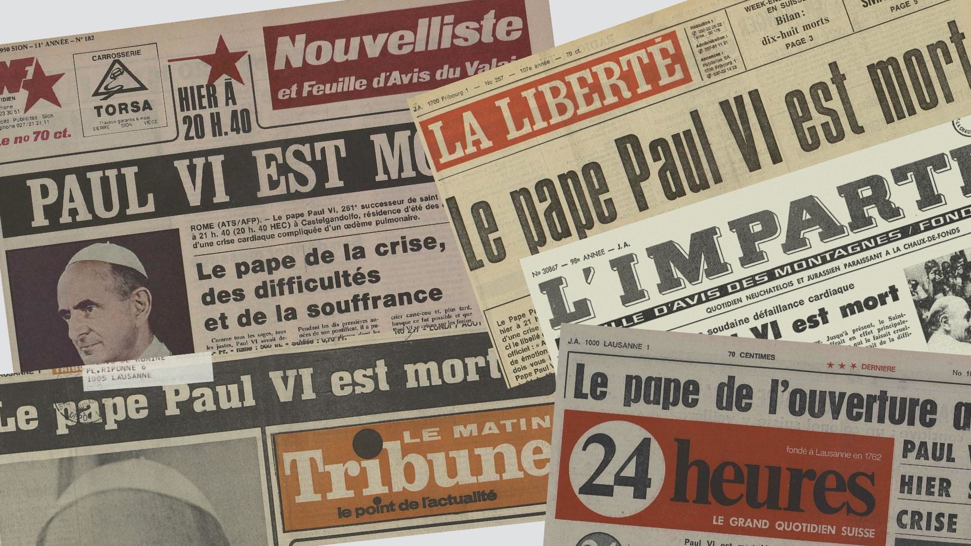 Les journaux romands au lendemain de la mort de Paul VI | © Maurice Page