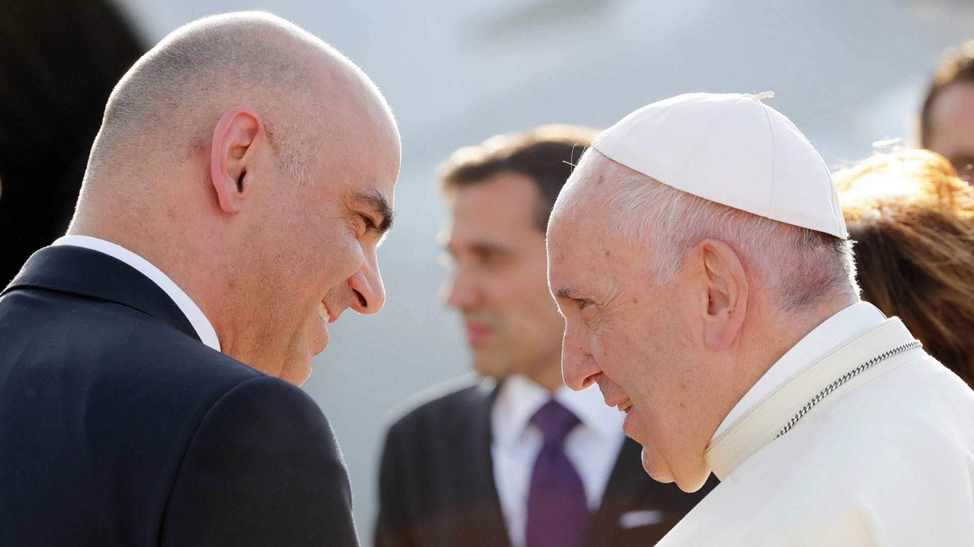 Alain Berset avec le pape François à Genève, le 21 juin 2018 | © Keystone