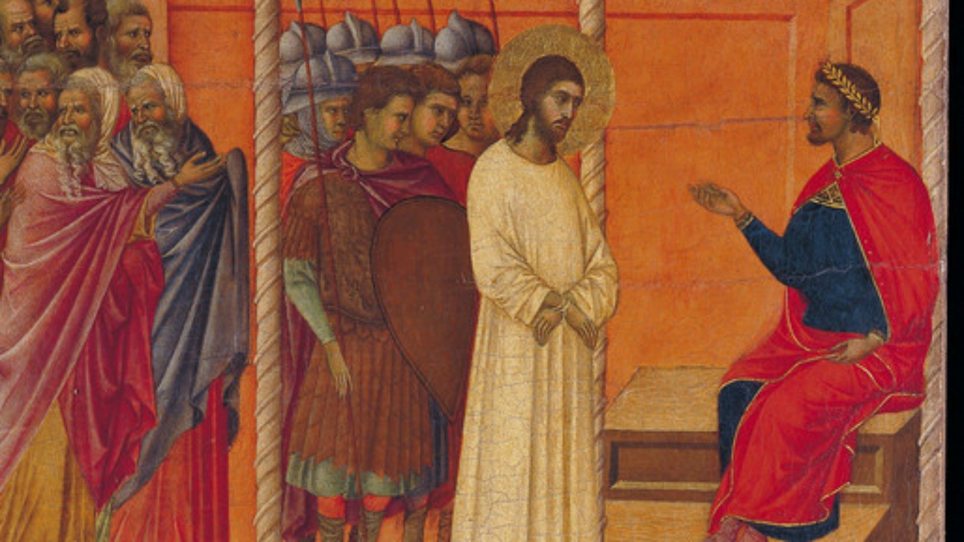 Le gouverneur Ponce Pilate a livré Jésus à ses accusateurs | peinture de Duccio di Buoninsegna (1255-1319)