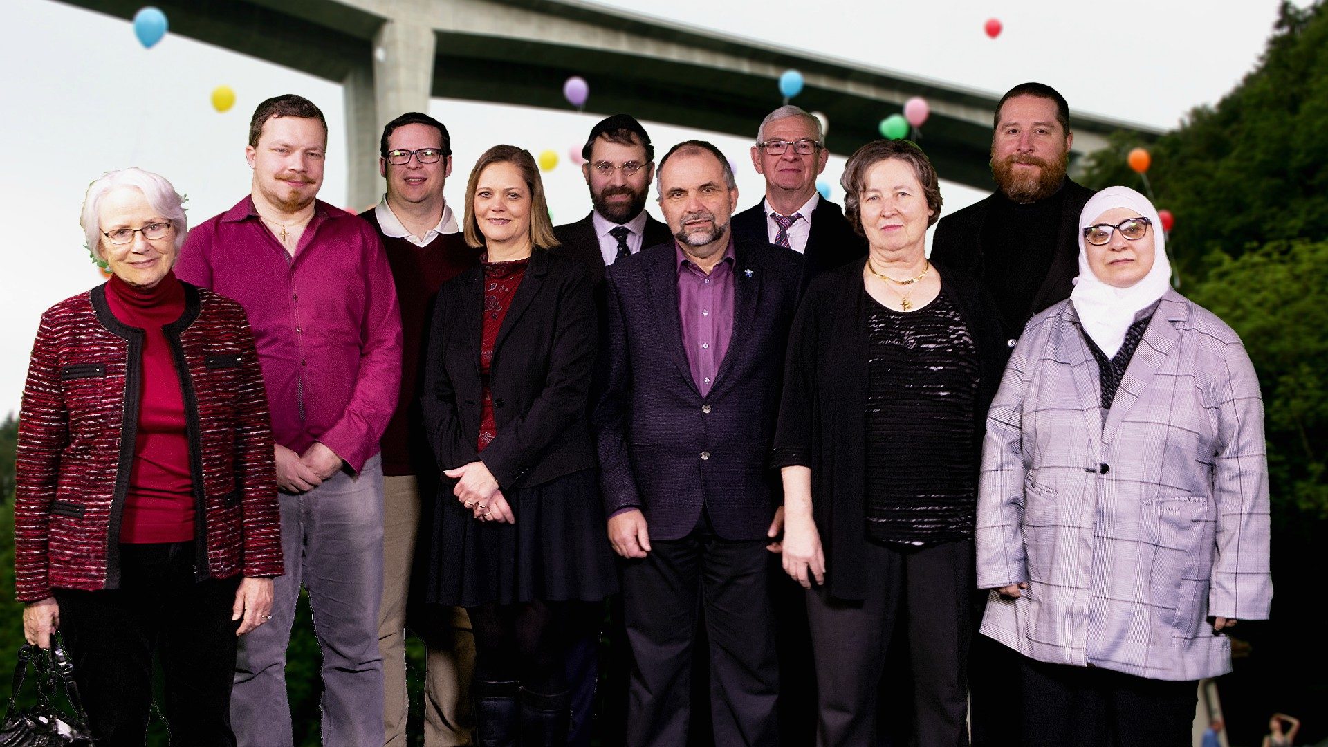 De g. à d.: Marianne Gani (CILV), Rafael Sergi (catholique chrétien), Christian Monod (FEV), Line Dépraz (EERV), Eliezer Shai di Martino (CILV), Xavier Paillard (EERV), Olivier Cretegny (FEV), Marie-Denise Schaller (ECVD), Christophe Godel (ECVD) et Sandrine Ruiz (UVAM). | © EERV – Gérard Jaton