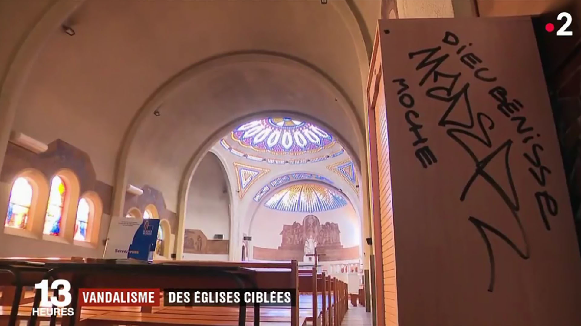 Notre-Dame-des-Enfants, à Nîmes, a été profanée le 6 février 2019. | Capture d'écran France 2